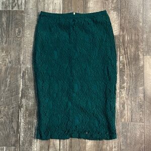 Xhilaration Green Floral Lace Pencil Skirt
